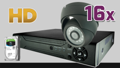 monitoring HD, 16x kamera ESDR-1084, rejestrator cyfrowy 16-kanałowy ES-XVR7916, dysk 1TB, akcesoria