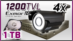 monitoring 4 x kamera ESBR-1400/2,8-12, rejestrator ES-DVR5004, dysk 1TB, akcesoria