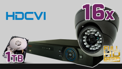 monitoring HDCVI 16x kamera ESDR-CV1020", rejestrator PR-HCR5216, dysk 1TB, akcesoria