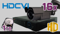 monitoring HDCVI 16x kamera ESBR-1072/2.8-12IR70, rejestrator PR-HCR5216, dysk 1TB, akcesoria