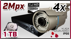 monitoring AHD 4x kamera AHD-710, rejestrator HD-AHD-08CH, dysk 1TB, akcesoria