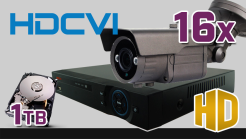 monitoring HDCVI 16x kamera ESBR-CV1500/2.8-12IR70, rejestrator PR-HCR5216, dysk 1TB, akcesoria