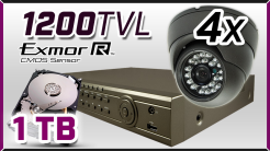 monitoring 4 x kamera ESDR-1400ICR, rejestrator ES-DVR5004, dysk 1TB, akcesoria