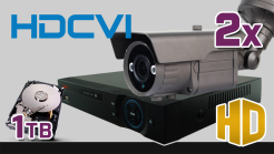 monitoring HDCVI 2x kamera ESBR-1072/2.8-12IR70, rejestrator PR-HCR5104, dysk 1TB, akcesoria