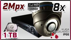 monitoring AHD 8x kamera AHD-907, rejestrator HD-AHD-08CH, dysk 1TB, akcesoria
