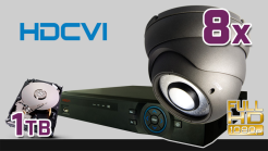 monitoring HDCVI 8x kamera ESDR-CV1220/2.8-12", rejestrator PR-HCR5216, dysk 1TB, akcesoria