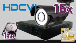 monitoring HDCVI 16x kamera ESBR-CV1220/2.8-12", rejestrator PR-HCR5216, dysk 1TB, akcesoria