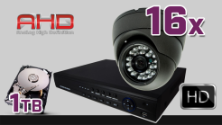 monitoring AHD 16x kamera ESDR-A1096, rejestrator ES-AHD7016, dysk 1TB, akcesoria