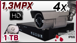 monitoring 4x kamera ESBR-A1500/28-12IR70, rejestrator ES-AHD7008, dysk 1TB, akcesoria