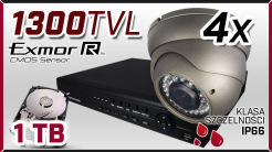 monitoring 4x kamera ESDR-A1296/2.8-12, rejestrator ES-AHD7008, dysk 1TB, akcesoria