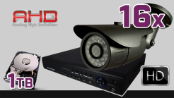 monitoring AHD 16x kamera ESBR-A1696, rejestrator ES-AHD7016, dysk 1TB, akcesoria