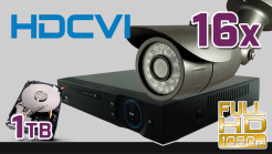 monitoring HDCVI 16x kamera ESBR-CV1620", rejestrator PR-HCR5216, dysk 1TB, akcesoria