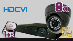 monitoring HDCVI 8x kamera ESDR-1020" , rejestrator PR-HCR5216, dysk 1TB, akcesoria