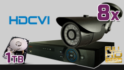 monitoring HDCVI 8x kamera ESBR-CV1620", rejestrator PR-HCR5216, dysk 1TB, akcesoria