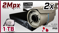 monitoring AHD 2x kamera AHD-710, rejestrator HD-AHD-04CH, dysk 1TB, akcesoria