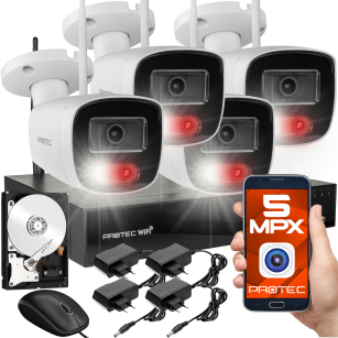 Zestaw monitoringu bezprzewodowego WiFi - 4 kamery 5 Mpx, IR + światło LED, z mikrofonem