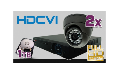 monitoring HDCVI 2x kamera ESDR-CV1020", rejestrator PR-HCR5104, dysk 1TB, akcesoria