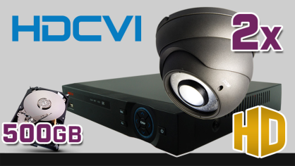 monitoring HDCVI 2x kamera ESDR-1072/2.8-12, rejestrator PR-HCR2104, dysk 500GB, akcesoria