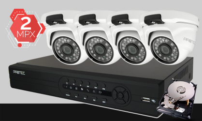 monitoring IP, 4x kamera ESIP-D1020A, rejestrator IP 4-kanałowy PR-NVR0405, dysk 1TB, akcesoria