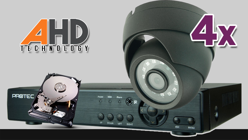 monitoring HD, 4x kamera ESDR-1084p, rejestrator cyfrowy 4-kanałowy ES-XVR7904, dysk 500GB, akcesoria