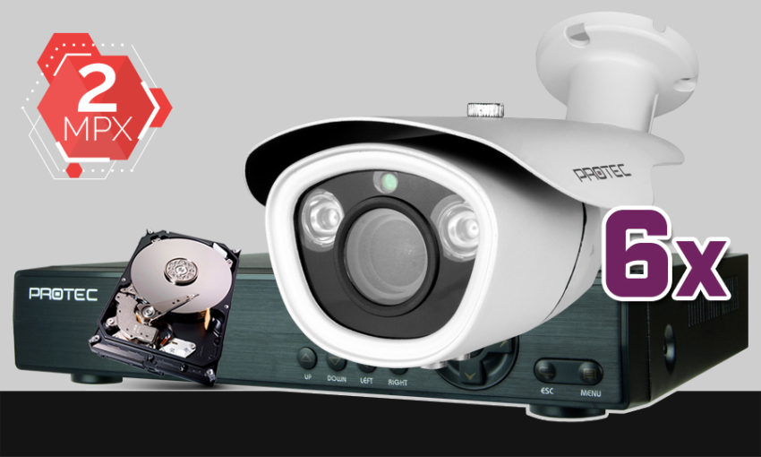monitoring Full HD, 6x kamera ESBR-1504/2,8-12IR70, rejestrator cyfrowy 8-kanałowy ES-XVR7908, dysk 1TB, akcesoria