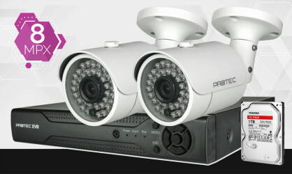 Monitoring 2 kamery 8Mpx, 25m noc, dysk 1TB, podgląd online, szeroki kąt